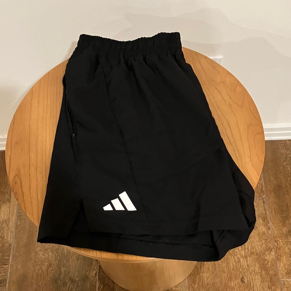 adidas Black Athletic Shorts with White Logo